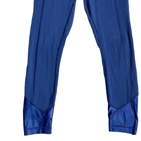 Lululemon leggings navy blue silky bottom colorful waistband 4 - Picture 2 of 8